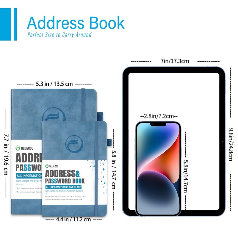 Address Book with Alphabetical Tabs, Hardcover Password Book, Address Organizer