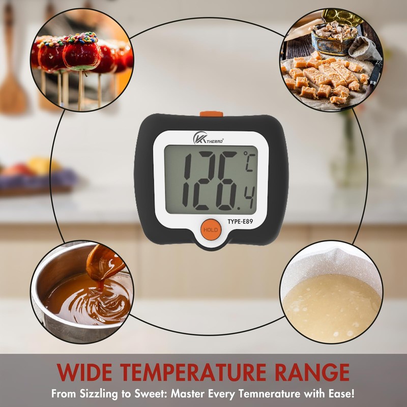 SPOROLWE Digital Candy Thermometer, LCD Instant Read Food Meat Thermometer