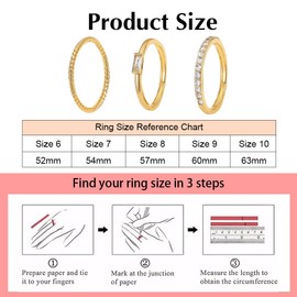 FDEETY Pack of 3 Women's Stackable Rings 14K Gold-Plated Cubic Zirconia Ring Hypoallergenic Stylish and Elegant Rings Suitable for Daily Life Party Wear, Zinc