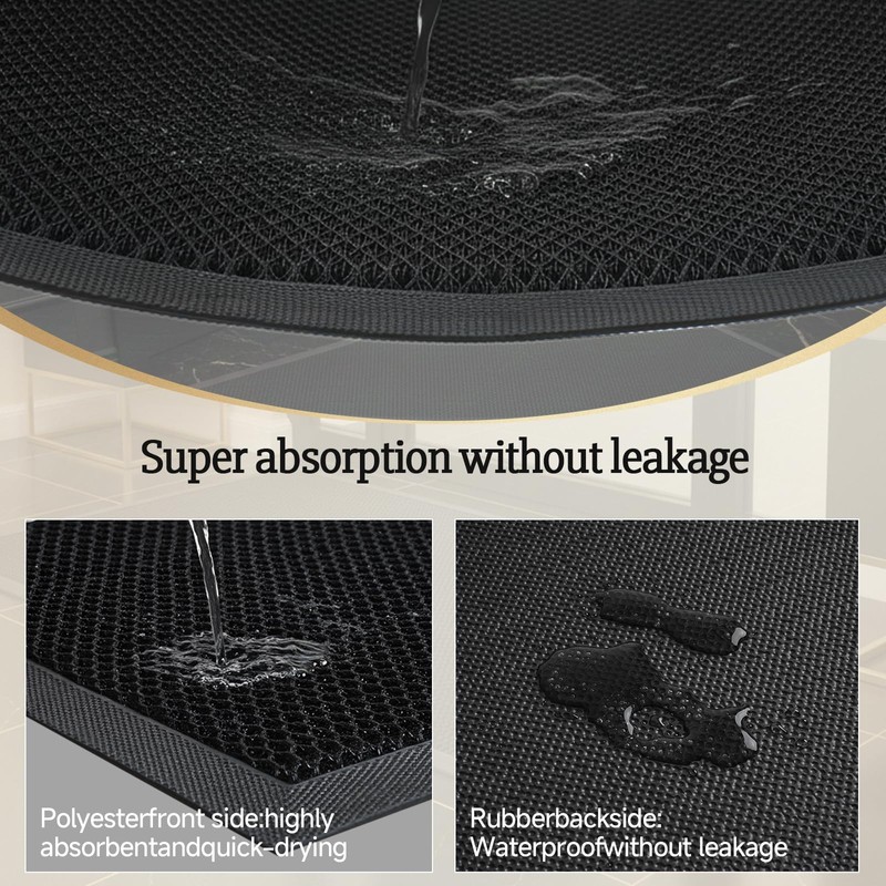 LVETOLS 3'x 5' Elestic Dirt Trapper Doormat with Rubber Backing(Jet