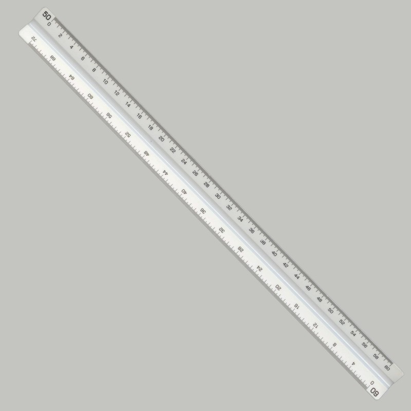 ALVIN Engineering Triangular Scale Ruler White with Black Graduations 12"