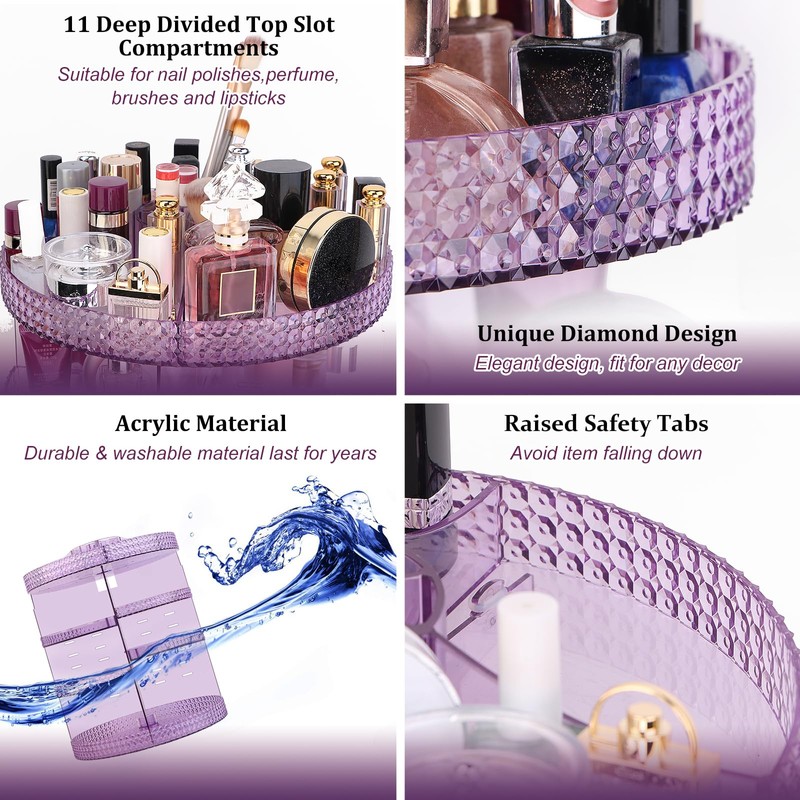 Awenia Makeup Organizer 360-Degree Rotating Plus Size, Adjustable Makeup Storage,