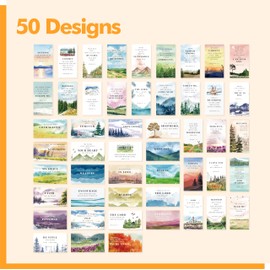100 PCS Bible Verse Cards, 50 Delicate Designs Mini Prayer Cards Water-color Style Motivational Inspirational Quote Cards for Religious Christian Woman