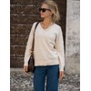 Zeagoo Womens Sweaters Fall Casual Long Sleeve V Neck Shirts