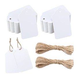 100Pcs Paper Tags,Gift Tags with String,Blank Gift Bags Tags,White Kraft Labeling Tags for Crafts Wedding Christmas Thanksgiving Holiday,Party Favors Tags,Gift Wrap Tags (Water Ripple,2.75"x1.57")