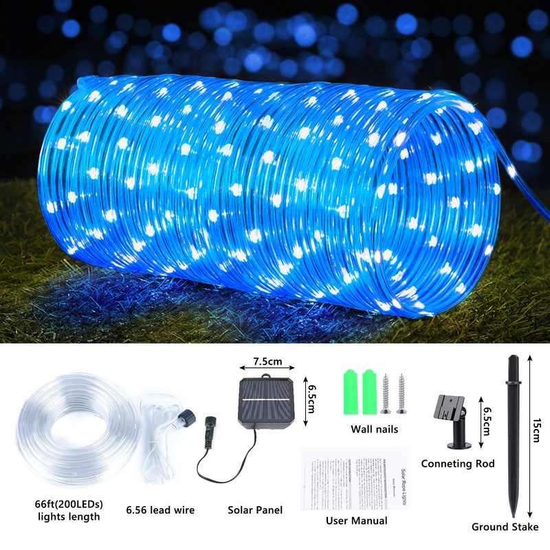 Solar Rope Lights, 2 Packs Total 132ft 400LED Solar String