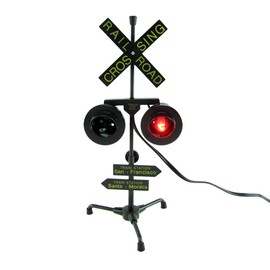 Treasure Gurus Railroad Crossing Signal Flashing Red Lights Desk Lamp RR Xing Train Sign Light