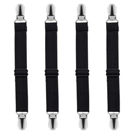 BRIIKPP Duvet Clips, Sheet Clips, Anti-slip, Adjustable and Anti-Slip, Set of 4, Black