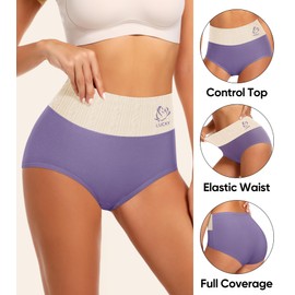 MIOTAN Women's Cotton Underwear High Waisted Tummy Control Postpartum Briefs Control Top Panties Pack (Multicolor, XL)