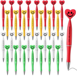 Qilery 50 Pcs Employee Appreciation Gifts Smile Face Pens Heart Funny Pens Inspirational Quote Black Ink Ballpoint PensThank You Gifts for Coworkers Staff Team Office(Multicolor,Inspirational)