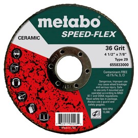 Metabo - Application: Steel/Stainless Steel - 4 1/2" Speed-Flex Ceramic 36 Grit, 7/8", T29 Fiberglass (655833000), Speed-Flex