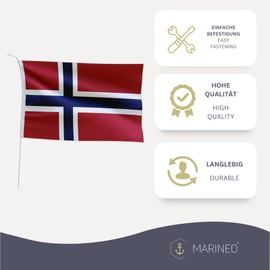 Marineo Guest Country Flag Boat Flag Guest Flag for Boat or Motorcycle – 20 x 30 cm, Norway