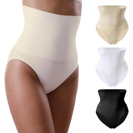 Yenita Pack of 3 women's bodice briefs with slimming effect, figure-shaping briefs, Black/White/Skin