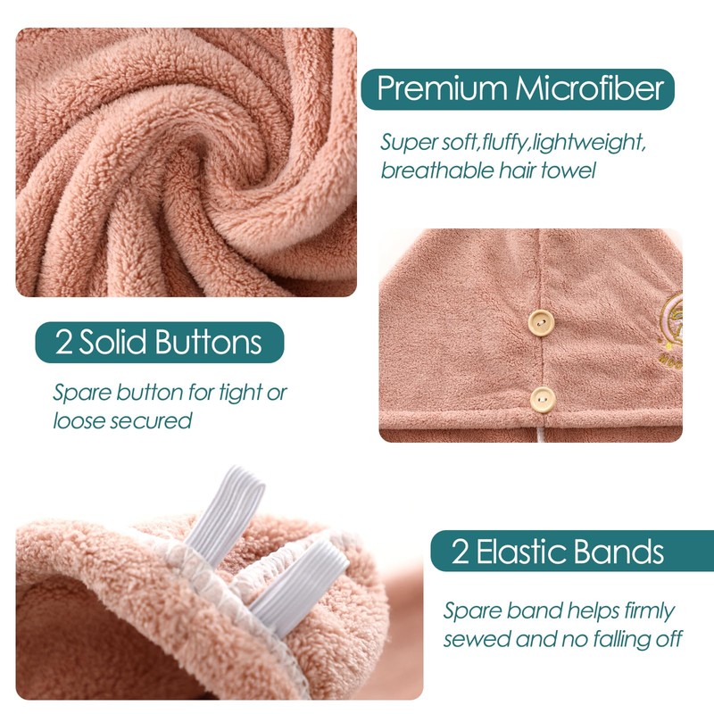Toalla de microfibra para el cabello para mujer, paquete de