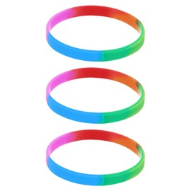 sourcing map Bracelets Wristbands 1/4 Inch Width for Sports Club,Group Games,Party Favors Fashion Party Sports Accessories,Plain Solid Color Wristbands,Orange,Red,Blue,Green,Purple Pack of 3