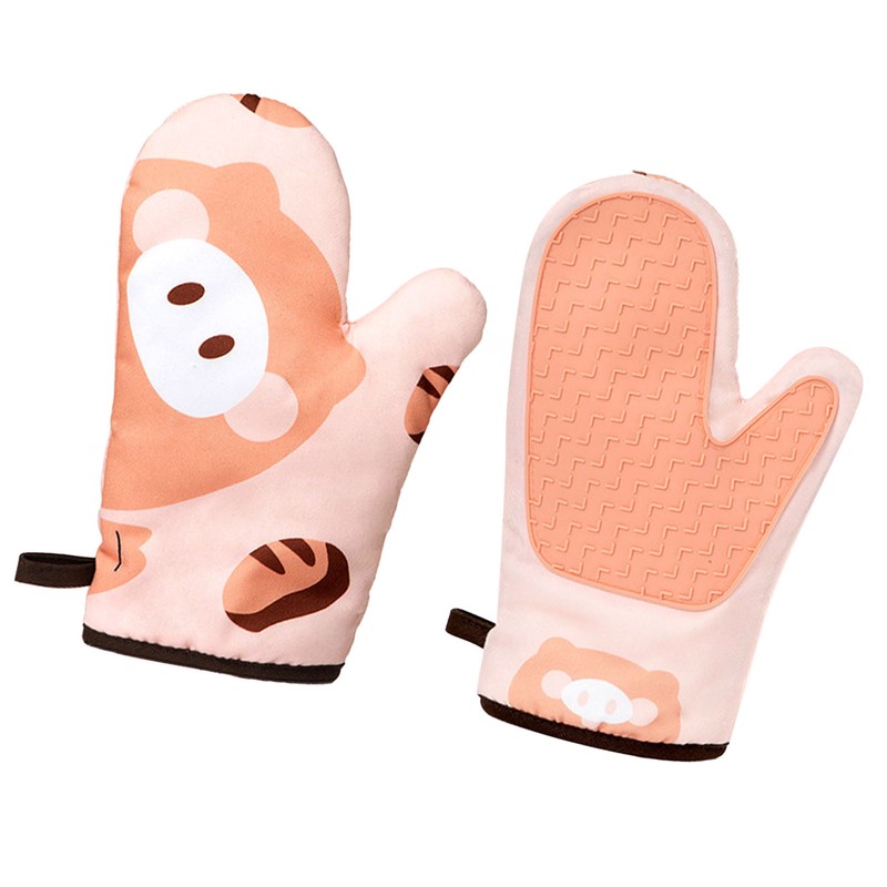 1 Pair Kitchen Oven Glove Excellent Insulation Anti Slip Thickened