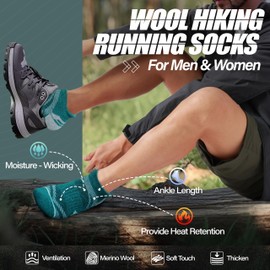 ANTSANG Merino Wool Ankle Hiking Running Socks Compression Thick Cushion Breathable No Show Socks for Men Women 6 Pairs(Color Series,M)