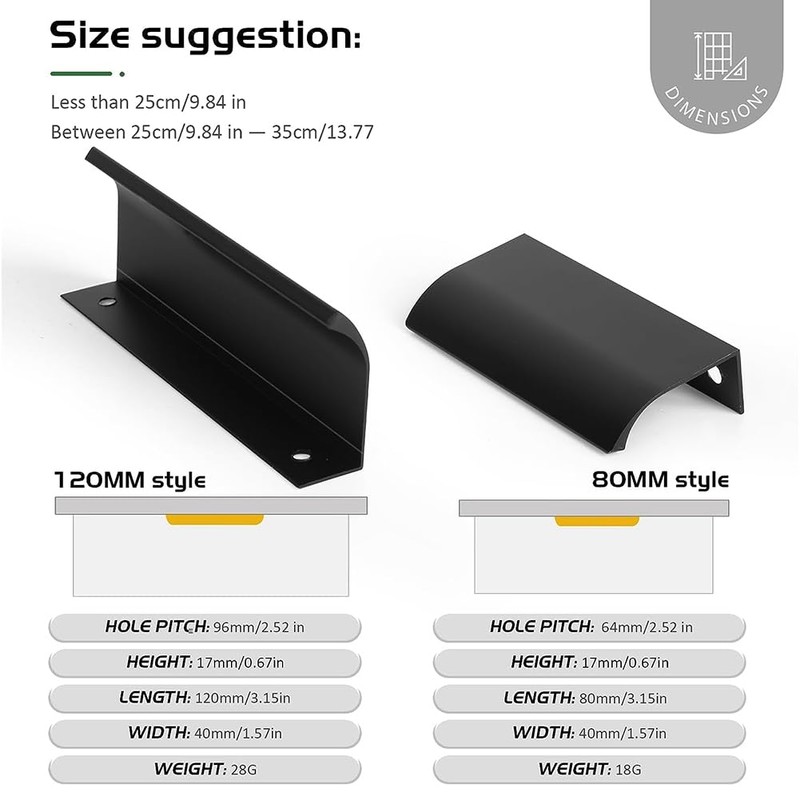 Nvanvmm 10Pcs Modern Finger Edge Pulls, 80mm/2.7Inch Aluminum Hidden Tab
