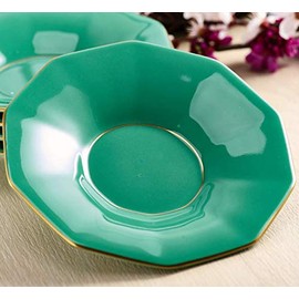 G410-RAA (Green) Octagonal Tea Cup Set [Koransha]