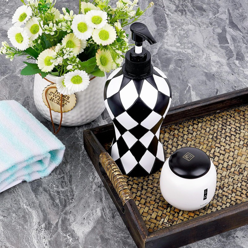 BUNCHBRAVO Elegant Diamond Soap Dispenser | 16oz Hand-Painted Resin Pump