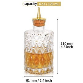 SuproBarware Bitter Bottle - 4oz/120ml Jewel Grain Bitter Bottle For Cocktail, 4oz/120ml, Metal Dash Top, Great for Bartender, Home Bar