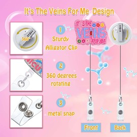 ANDGING Phlebotomy Badge Reel Holder Phlebotomist Nurse Nursing Badge Reels Retractable for Nurses Funny Glitter Acrylic Medical Badge Clip RN LPN CNA LVN Cute ID Card Accessories Nurse Gifts DI98I8