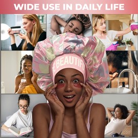 BE BEAUTIFUL EXTENSIONS Discover Premium Silk Satin Sleeping Bonnets Designed for Hair Protection, Moisture Retention, and All-Night Comfort. Keep Your Hair Healthy and frizz-Free-Light Pink