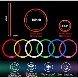 YOFOBU Red Glow Sticks Bulk Light Up Bracelet Glow Necklaces with Connectors 50ct 8" Glowsticks Neon Party Supplies for 4th of July New Year Valentine's Day Wedding Birthday Carnival