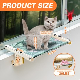 Cat Sill Window Perch Sturdy Hammock Seat, Window Seat with Cooling Mat for Large Cats, Cat Shelf Window Bed Easy to Adjust for Windowsill, Bedside, Desk, Drawers, and Cabinet