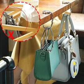 Diompirux Pack of 2 Foldable Non-Slip Bag Hooks Holder, Table Handbag Holder Hooks, Creative Gifts for Women, Silver Metal Bag Hanger, for Desk, Office, Restaurant, Bar