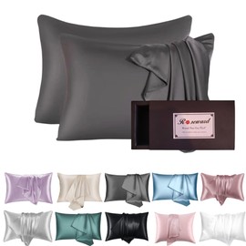 Real 19 Momme Silk Pillow Cases for Hair and Face Made in USA-Mulberry Silk Pillowcase Set of 2-6A Grade Organic Silk, Zippered, Anti Aging, Anti Wrinkle, Anti Acne (Slate Grey 2 Pack, King 20''x36'')