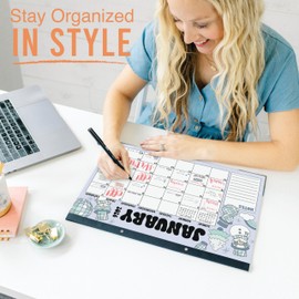 Hadley Designs Large Desk Calendar 2026-2027 - Monthly Teacher Desk Calendars 2026-2027 Desktop Calendar 2026, 18 Month 2026 Desktop Calendars, Cute Retro Classroom Decor Teacher Must Haves