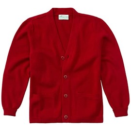 Classroom School Uniforms Mens Adult Unisex Cardigan Sweater, Red, Large