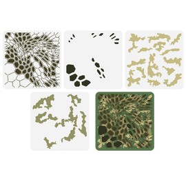FINGERINSPIRE Pack of 4 Layered Camo Stencils Template 30 x 30 cm Hexagonal Camouflage Painting Stencil Plastic Camouflage Guns Colour Stencil Reusable Stencils for DIY Crafts Decor