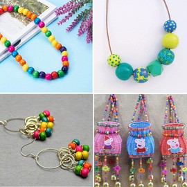 100Pcs Large Hole Barrel Wood Beads, BetterJonny 17 * 16mm Colorful Natural Wooden Spacer Beads Hair Braid Beads for Macrame Rosary Bracelet Jewelry Craft Making