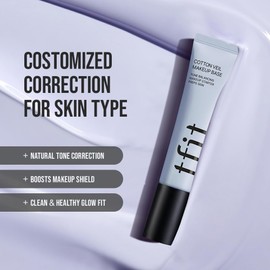 TFIT Cotton Veil Makeup Base - Flawless Coverage for Dull Skin, Tone up Corrector, Lightweight, All Skin Type, Korean Makeup, 02 Lively Purple, 1.05 Oz.