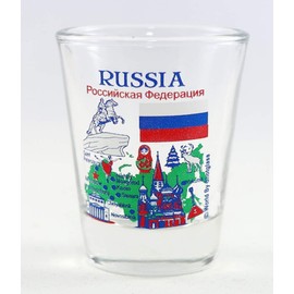Russia Landmarks and Icons Collage Shot Glass (100% of sales proceeds will be donated to relief charities supporting Ukraine!)