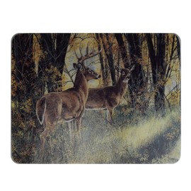 Rivers Edge Products Large 12in x 16in Decorative Tempered Glass Cutting Board, Hypoallergenic, Non Slip, Textured Surface Chopping Board for Kitchen, White Tail Deer, Undercover