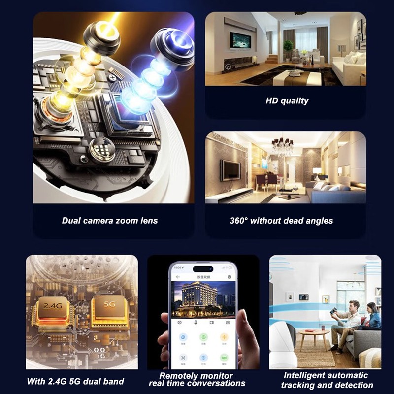 Home Security Camera 360 Degree 3MP WiFi Wireless Indoor Camera