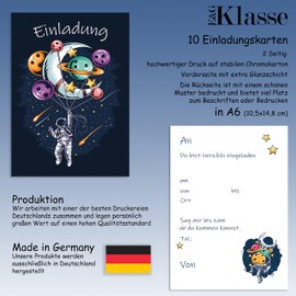 10 Children's Invitation Cards for Children's Birthday Parties Astronaut Galactic Adventure Space Boys Girls Children Birthday Party