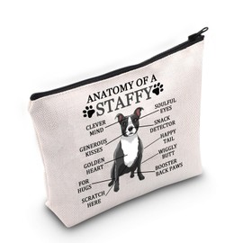 PYOUL Staffordshire Bull Terrier Lover Gift Anatomy of A Staffy Makeup Bag Staffy Owner Cosmetic Bag Staffie Mama Gift Dog Lover Dog Mom Gift (Anatomy of A Staffy B)