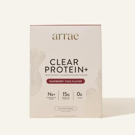 Arrae Clear Protein+ |  15g Grass Fed Whey, Collagen, & Electrolytes Protein | Rasberry Yuzu Flavor| 14 Stick Packs Edible Dietary Supplement Healthcare Fitness Muscle Optimum Fiber:_1 Box