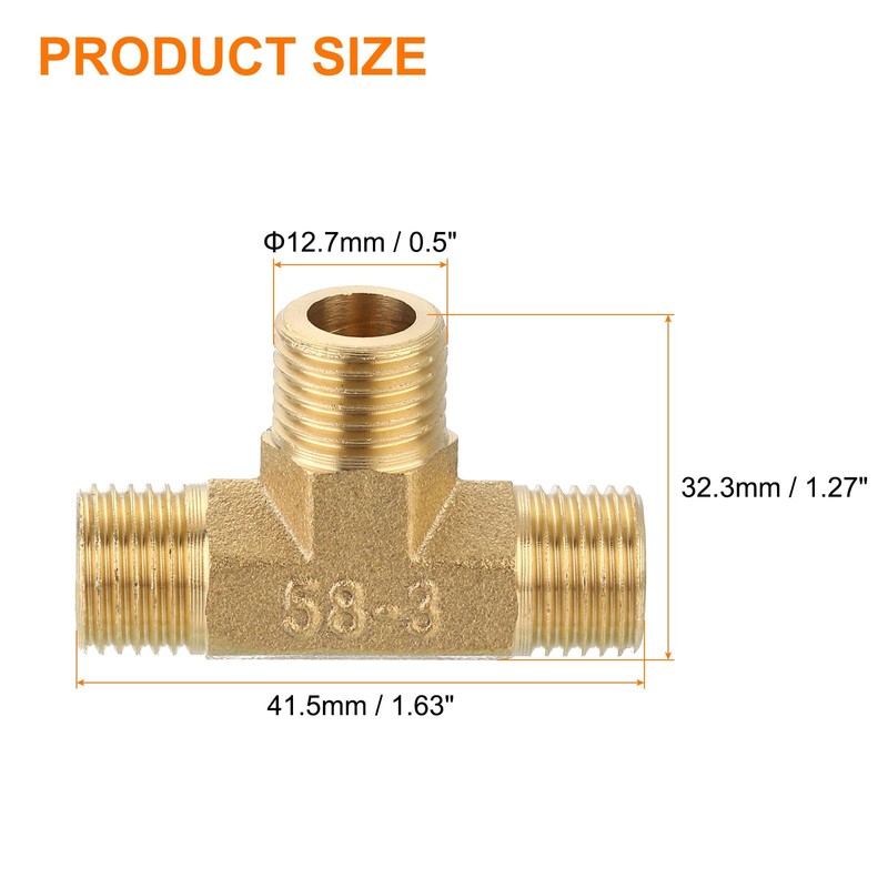 QUARKZMAN Brass Tee Pipe Fitting, 1/4" x 1/4" x 1/4"