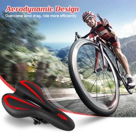 Comfortable Gel Bicycle Saddle with Waterproof PU Leather for Men Women.Ergonomic Bike Seat Cushion with Extra Soft Cushion Padded,Fits Most Bikes