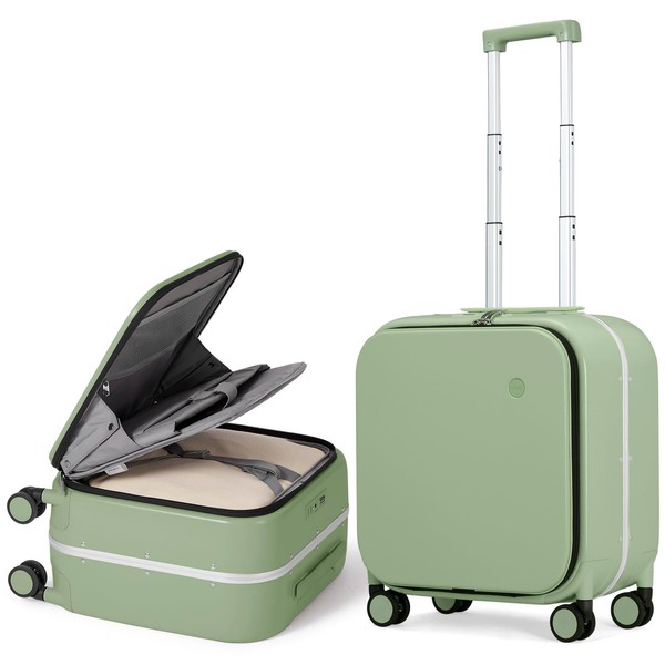 Mixi Carry On Luggage, 18” Suitcase with Front Laptop Pocket,