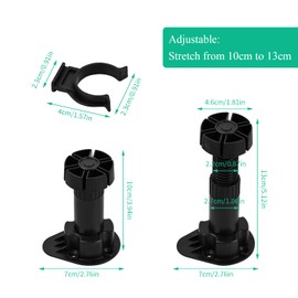 Yasmous 4Pcs Cabinet Foot Plastic, Plinth Feet Clips Cupboard Plinth Foot Leg Set, Kitchen Carcass Base Unit Clip Furniture Cupboard Leg, Kitchen Feet Adjustable for Bathroom Cabinet, 100 to 130 mm