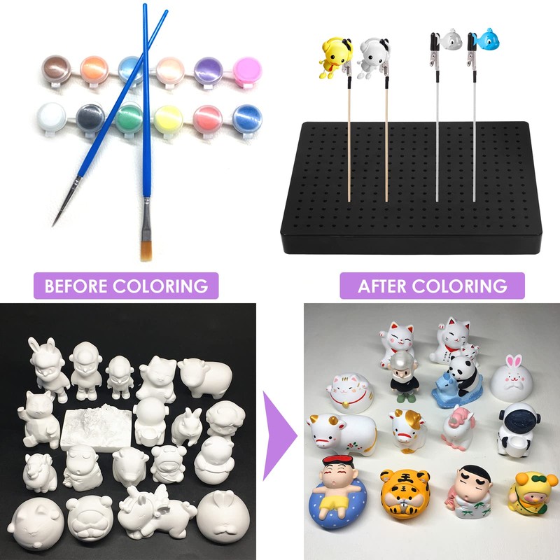 Swpeet 37 Pieces Professional Painting Stand Base Holder and Gundam