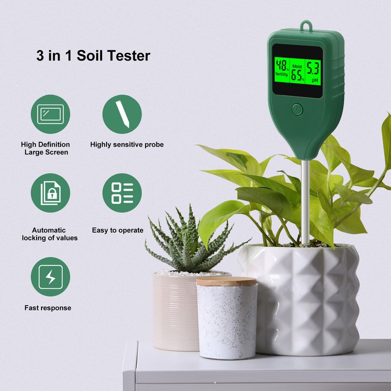 Soil Moisture Meter Professional Moisture Nutrients PH 3 in 1