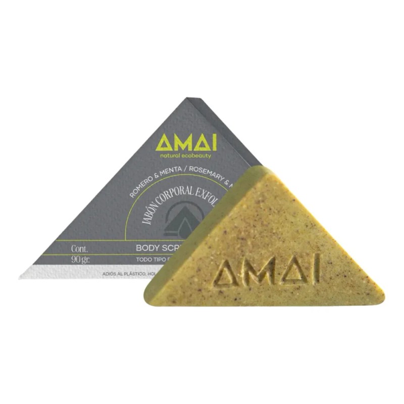 AMAI Jabón Corporal Exfoliante de Romero y Menta 90 g
