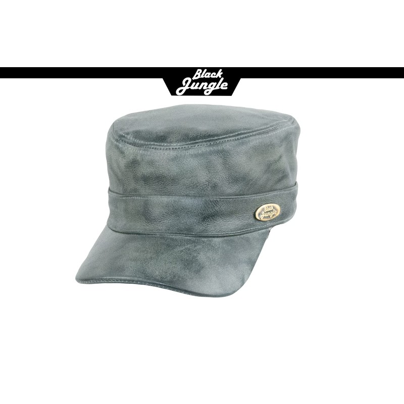 Black Jungle Castro Army Leather Cap Military Cap Biker Cap